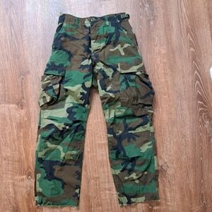 Army Camo Pants With Raw Hem Xsmall